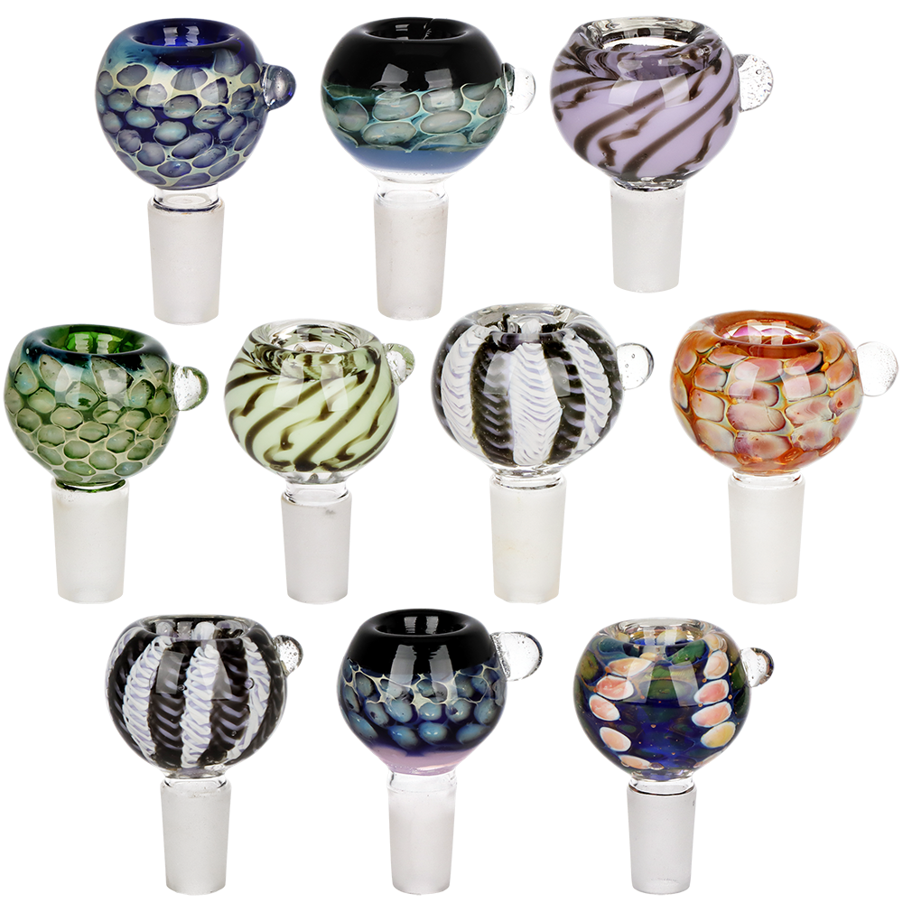 Roped Honeycomb Fancy Herb Slide | 14mm M | Assorted Colors | 10ct Bundle