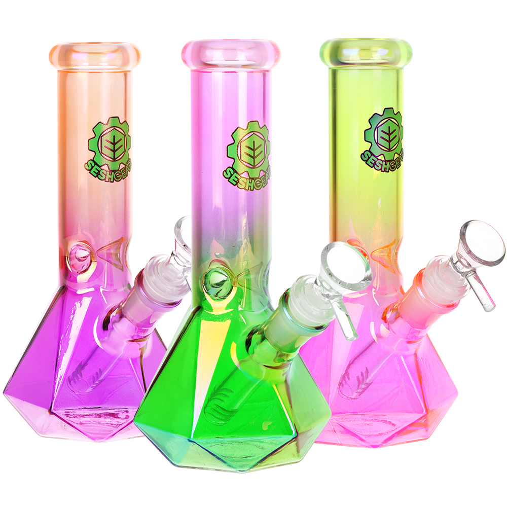 SeshGear Diamond Base Beaker Ombre Glass Water Pipe | 7.75" | 14mm F