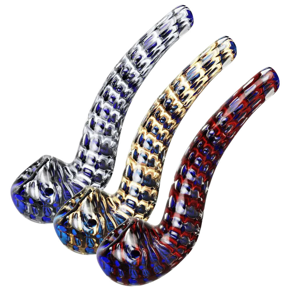 Striated Two Tone Bubbly Glass Long Pipe