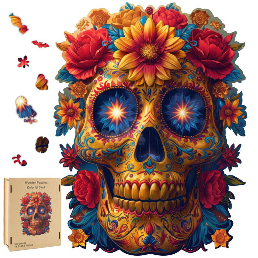 Sugar Skull Whimsy Wooden Puzzle | 500 Pieces