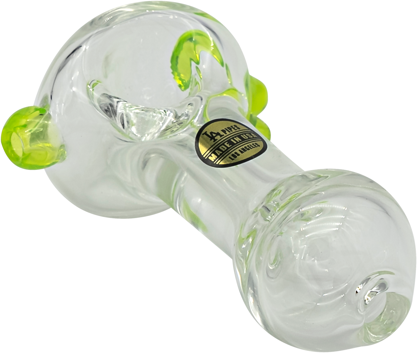 LA Pipes Handcrafted Thick Borosilicate Glass Spoon Pipe with Color Accents