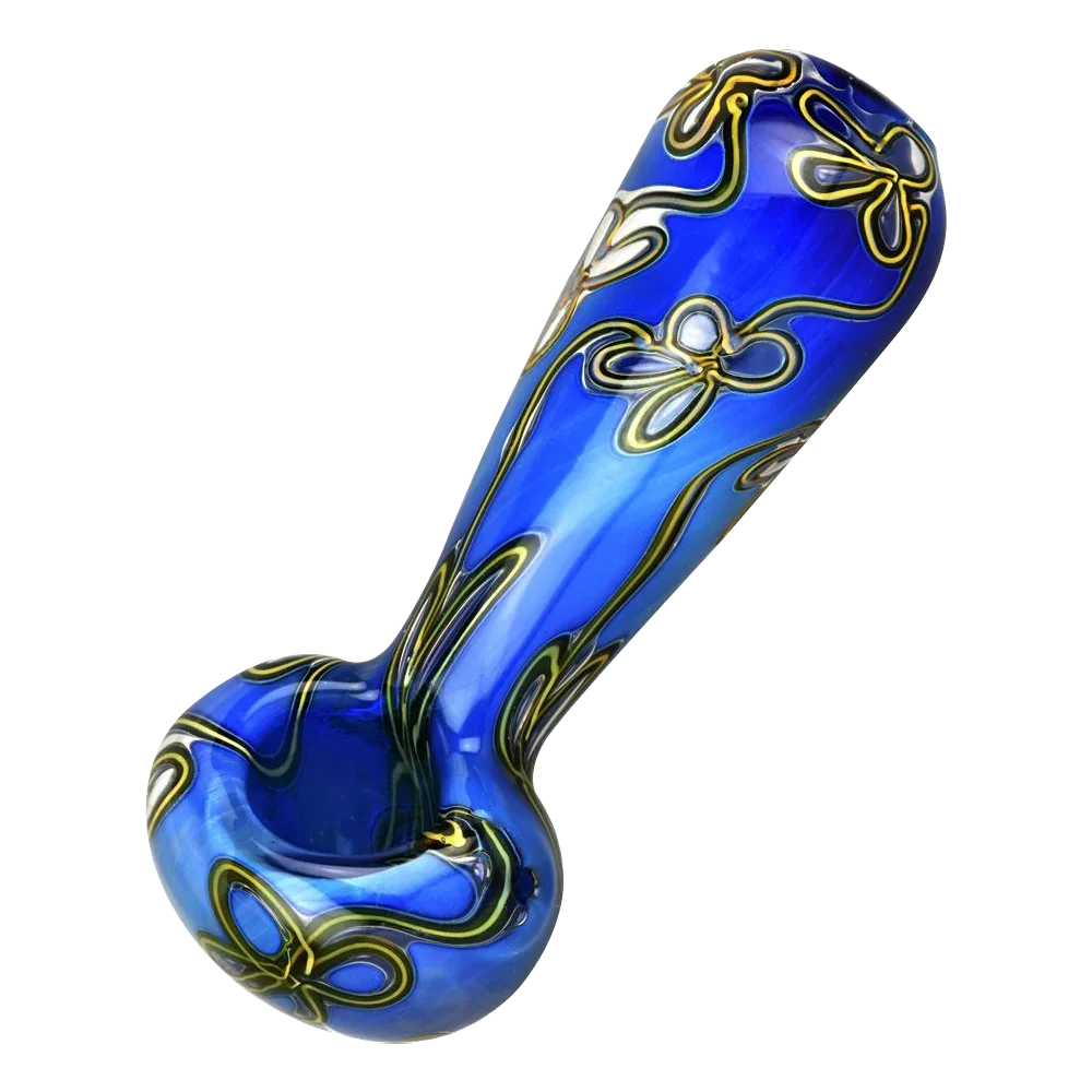 Trippy Floral Double Glass Spoon Pipe