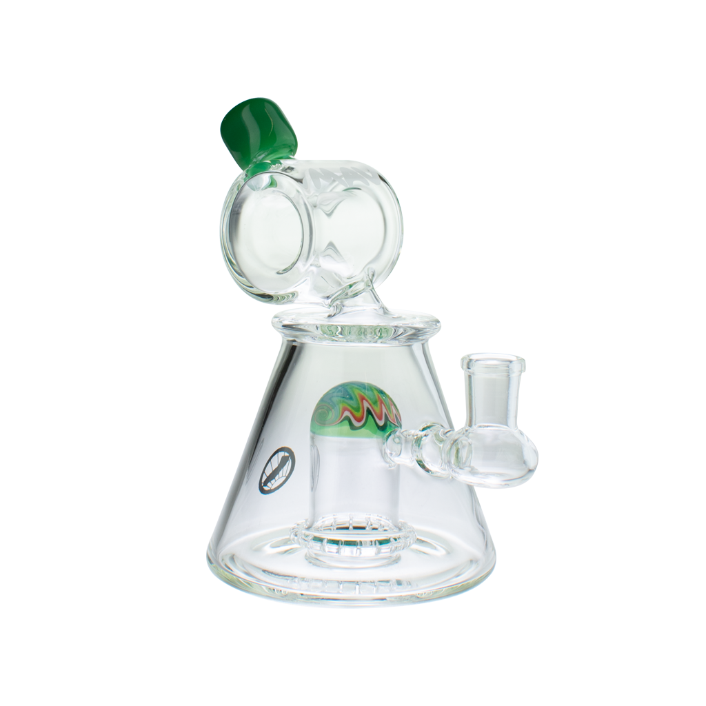 MAV Glass 7" UFO Perc Barrel Top Pyramid Bong with Wig Wag Design