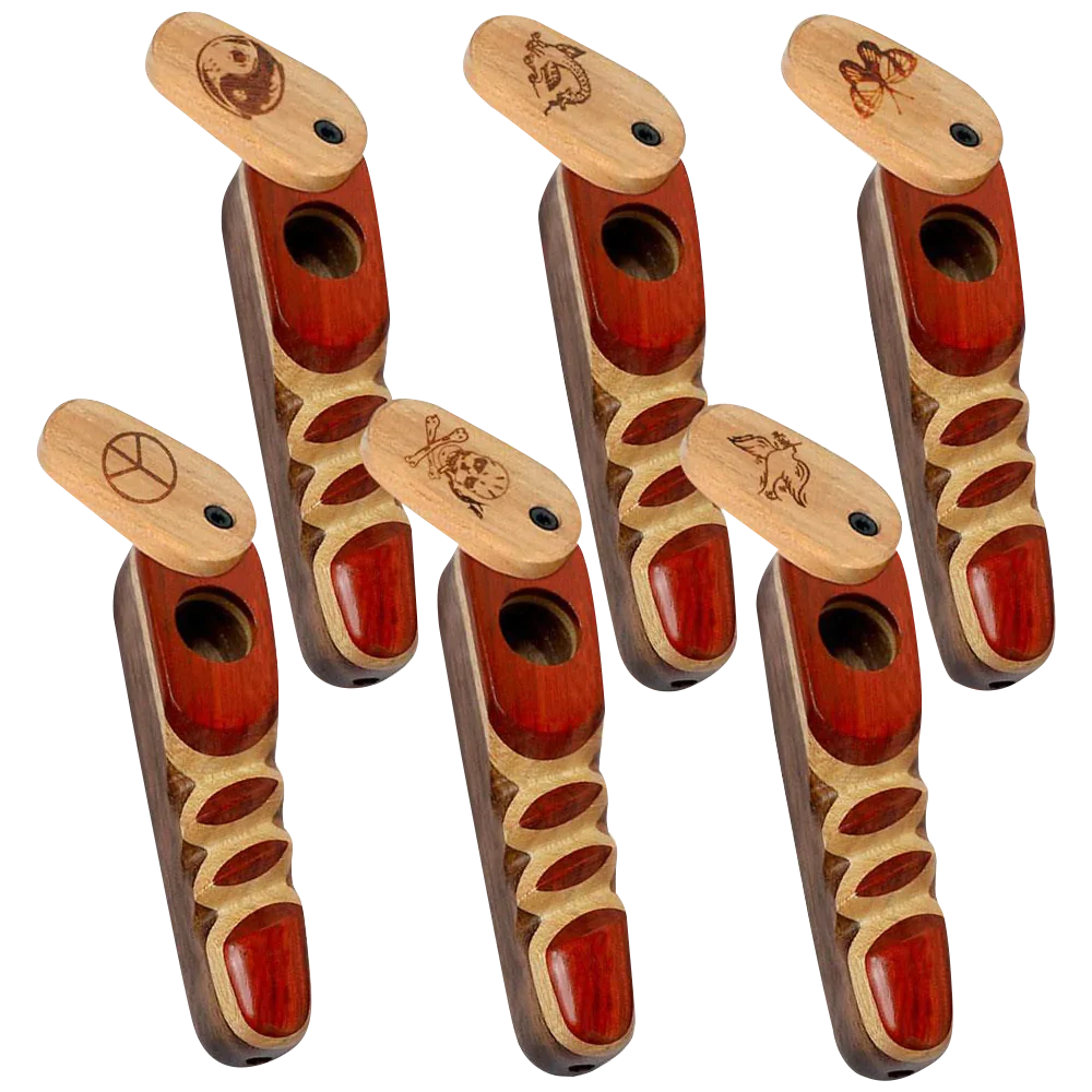 Wood Spoon Pipe with Engraved Swivel Lid