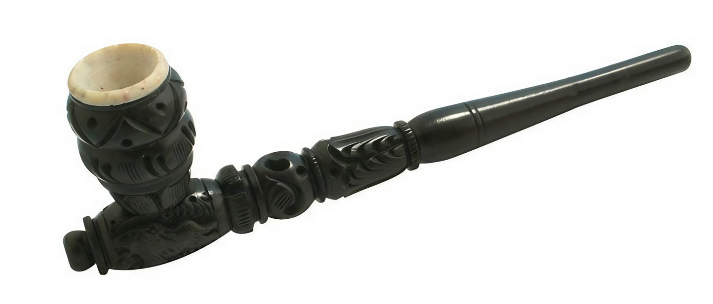 Wooden Pipe With Stone Bowl