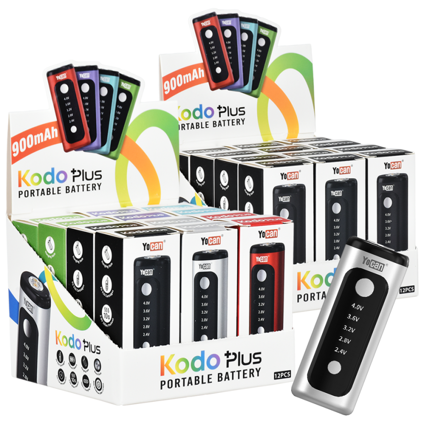 Yocan Kodo Plus Variable Voltage 510 Cart Vape Battery | 900mAh | 12ct Display