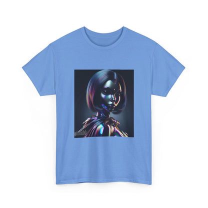 Holographic Cyberpunk Raven Stares Intensively