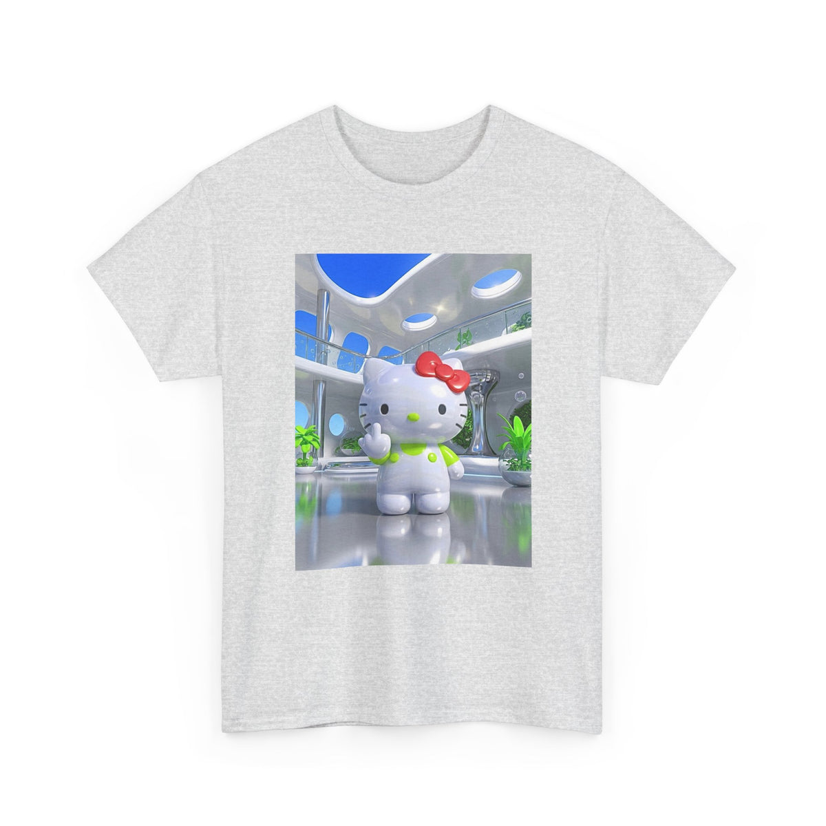 Kitty Flips The Bird In Futuristic Lounge