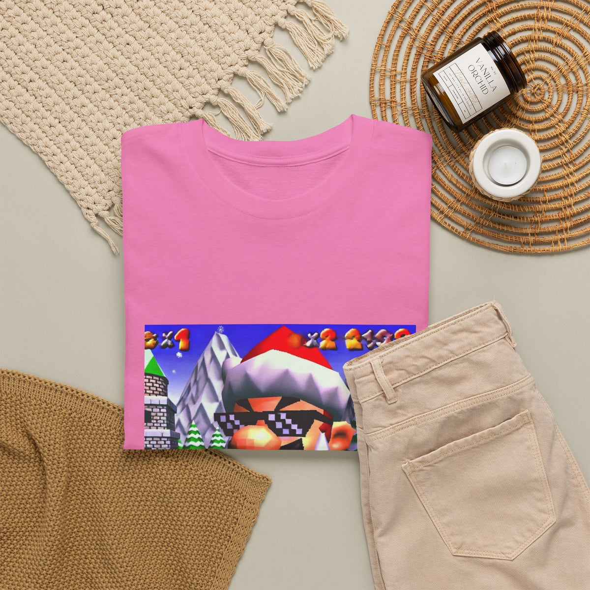 Deal With It Santa Mario Smoking Blunt Tee