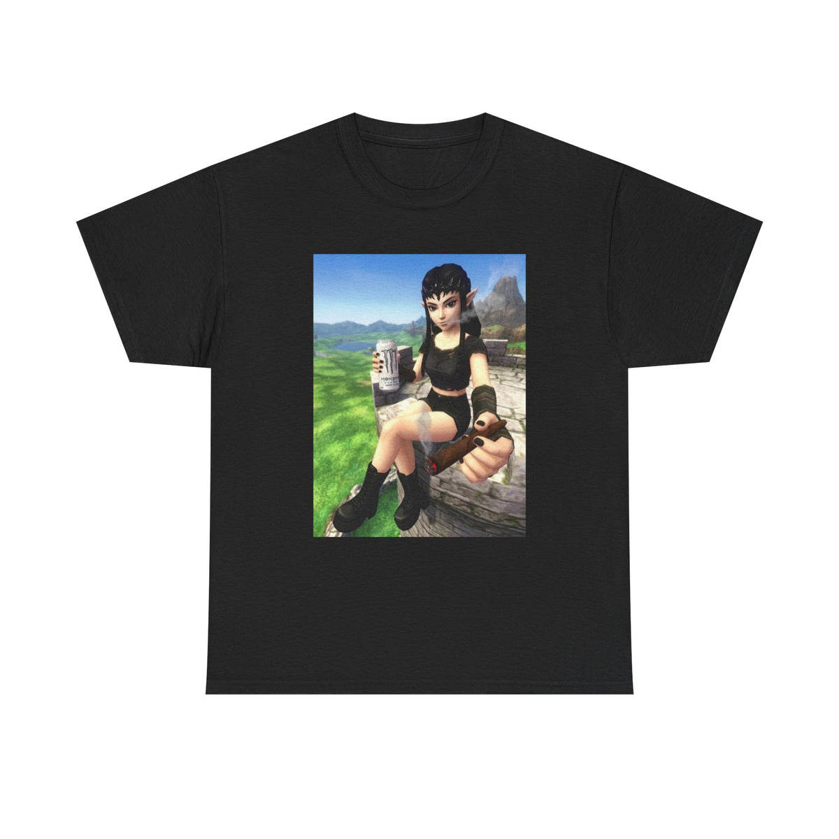 Edgy Elf Girl Smoking Blunt Tee
