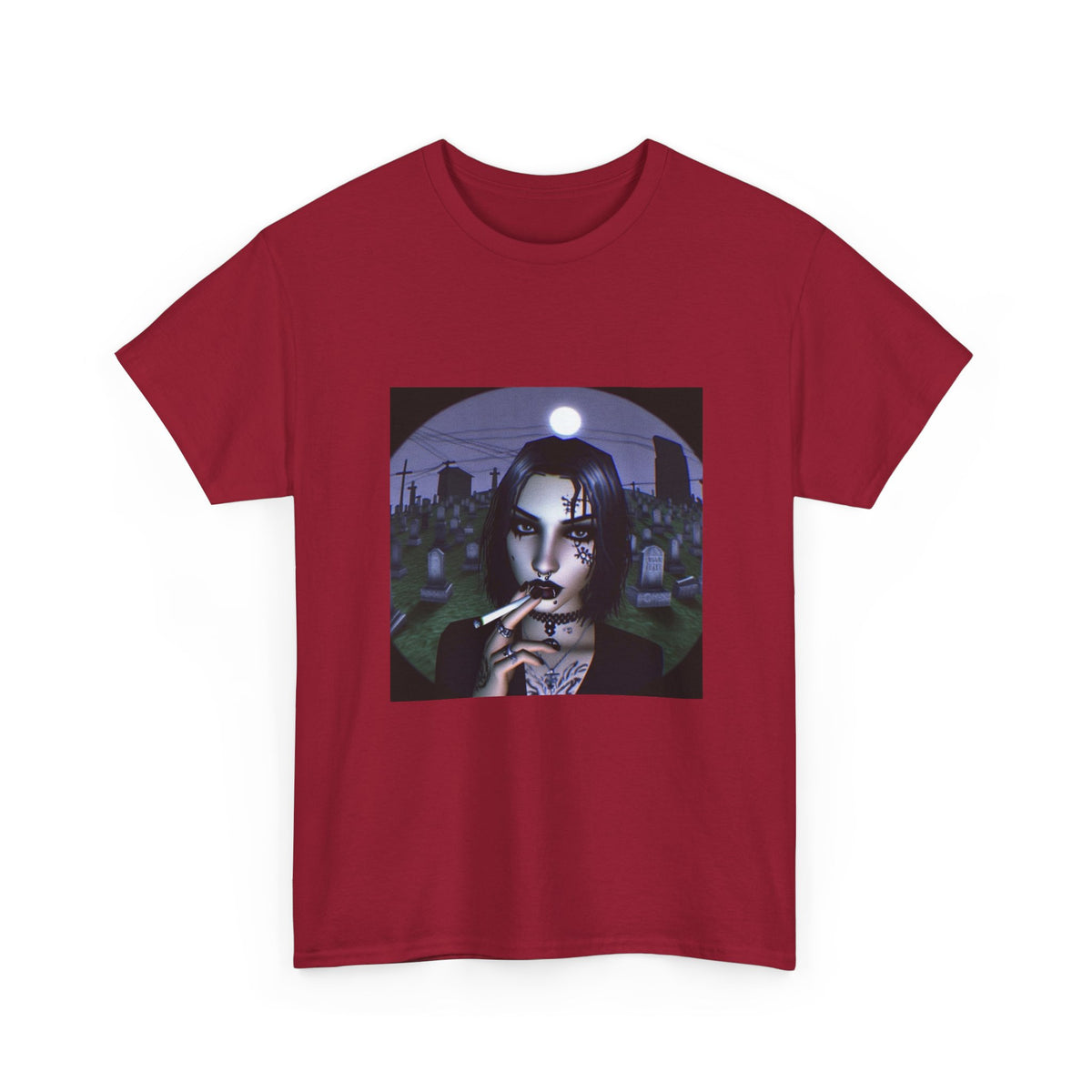 Goth Queen Smoking In Cemetery Moonlight Tee