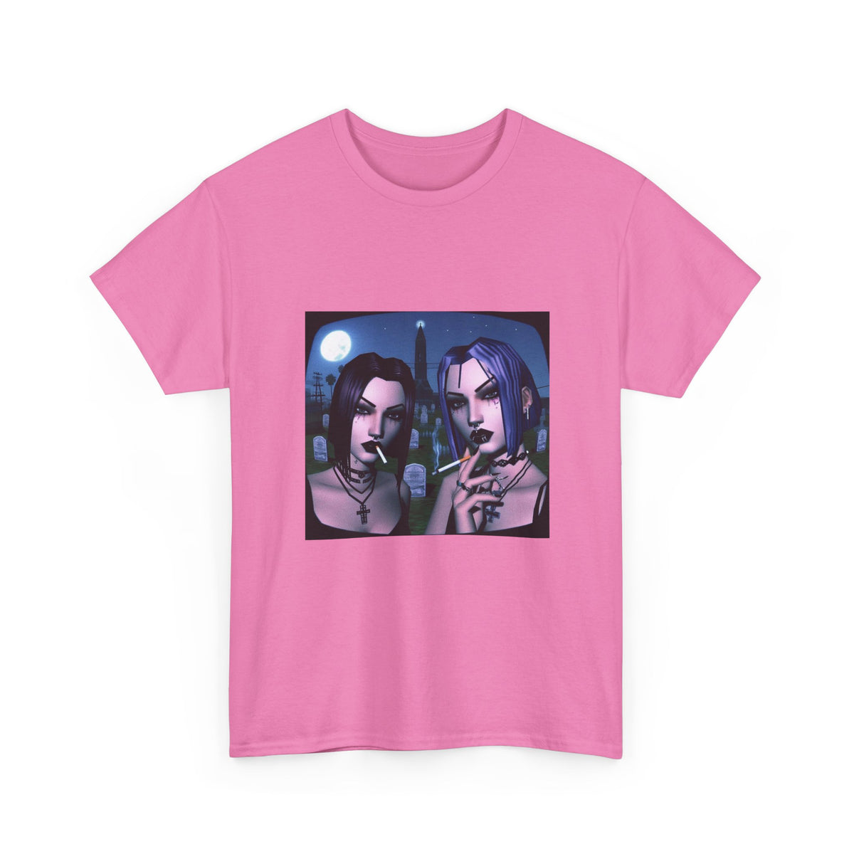 Gothic Gals Smoking In Cemetery Tee