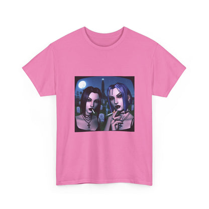 Gothic Gals Smoking In Cemetery Tee