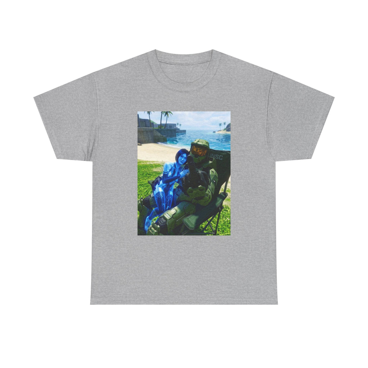 Master Chief And Cortana Beach Chill Tee