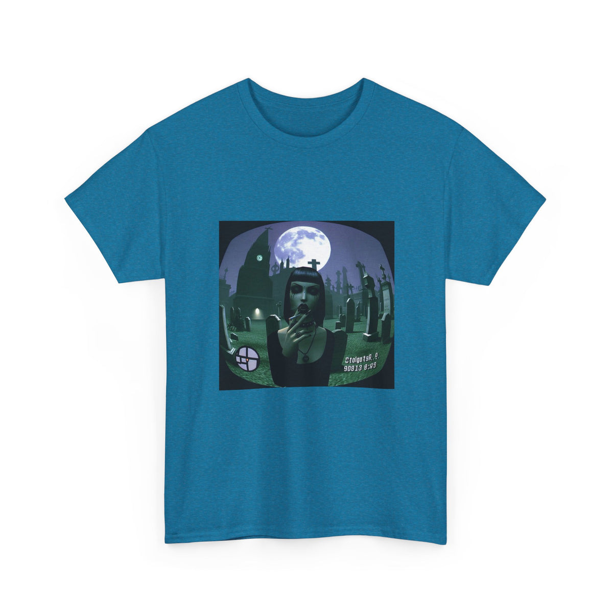 Goth Sim Smoking In Cemetery Moonlight Tee