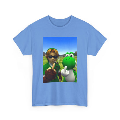 Link And Yoshi Smoking Giving The Finger