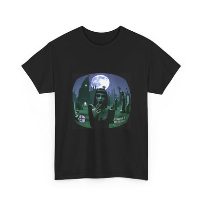 Goth Sim Smoking In Cemetery Moonlight Tee