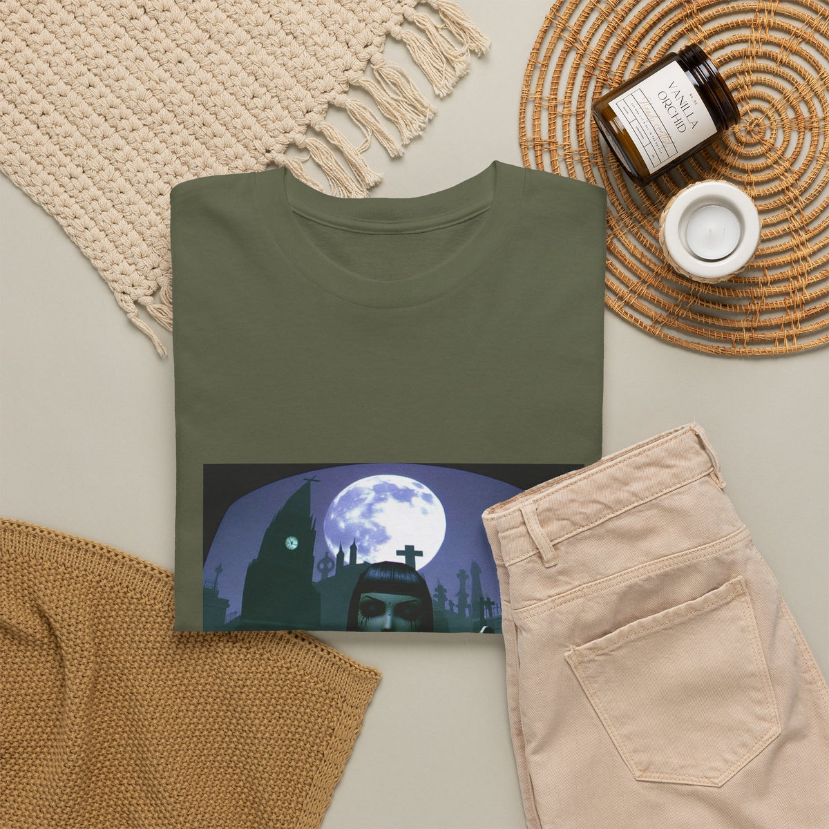 Goth Sim Smoking In Cemetery Moonlight Tee
