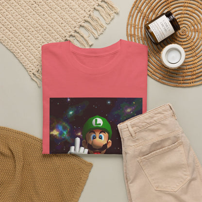 Luigi Flipping Off In Cosmic Vibe
