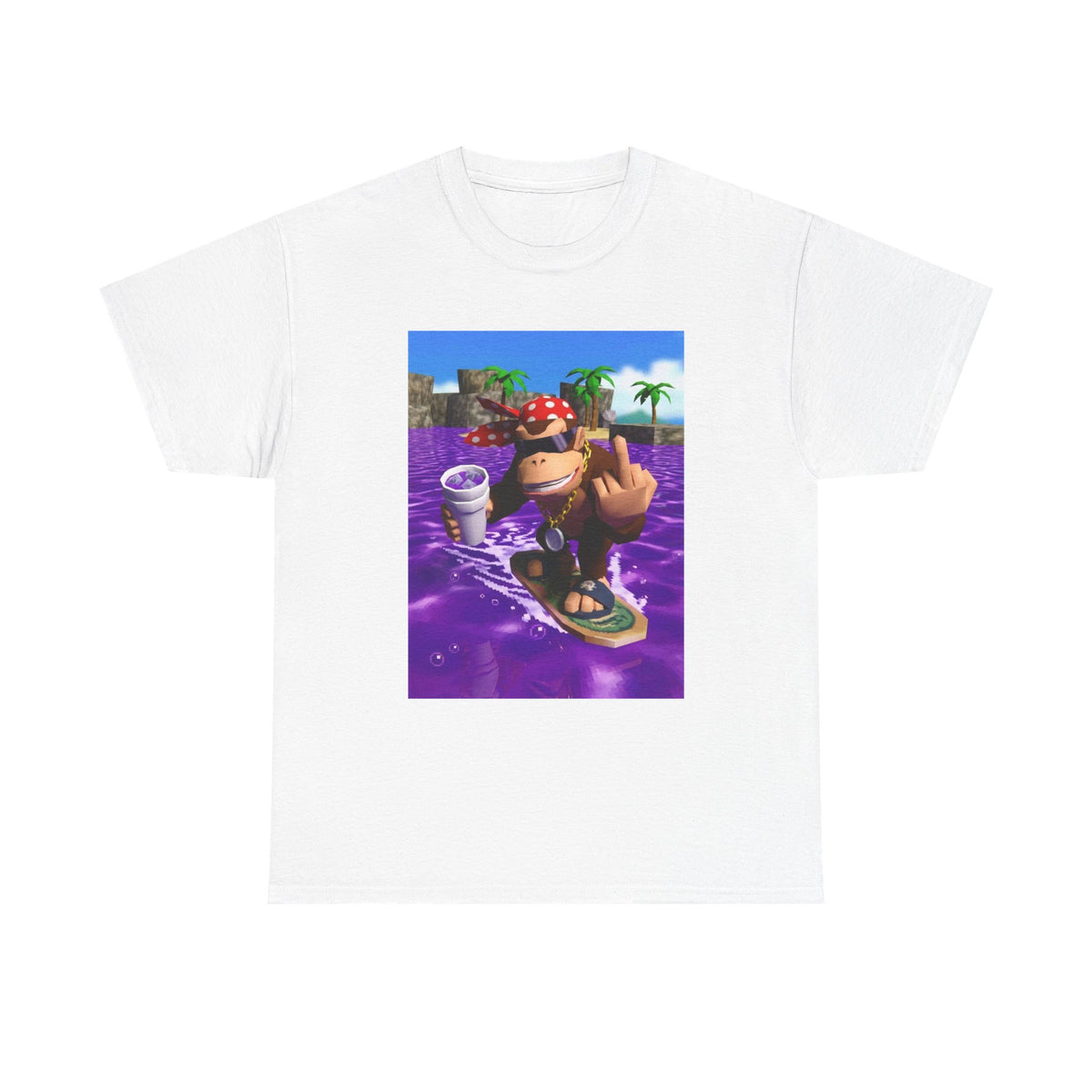 Diddy Kong Surfing Purple Lean Flipping Off Tee