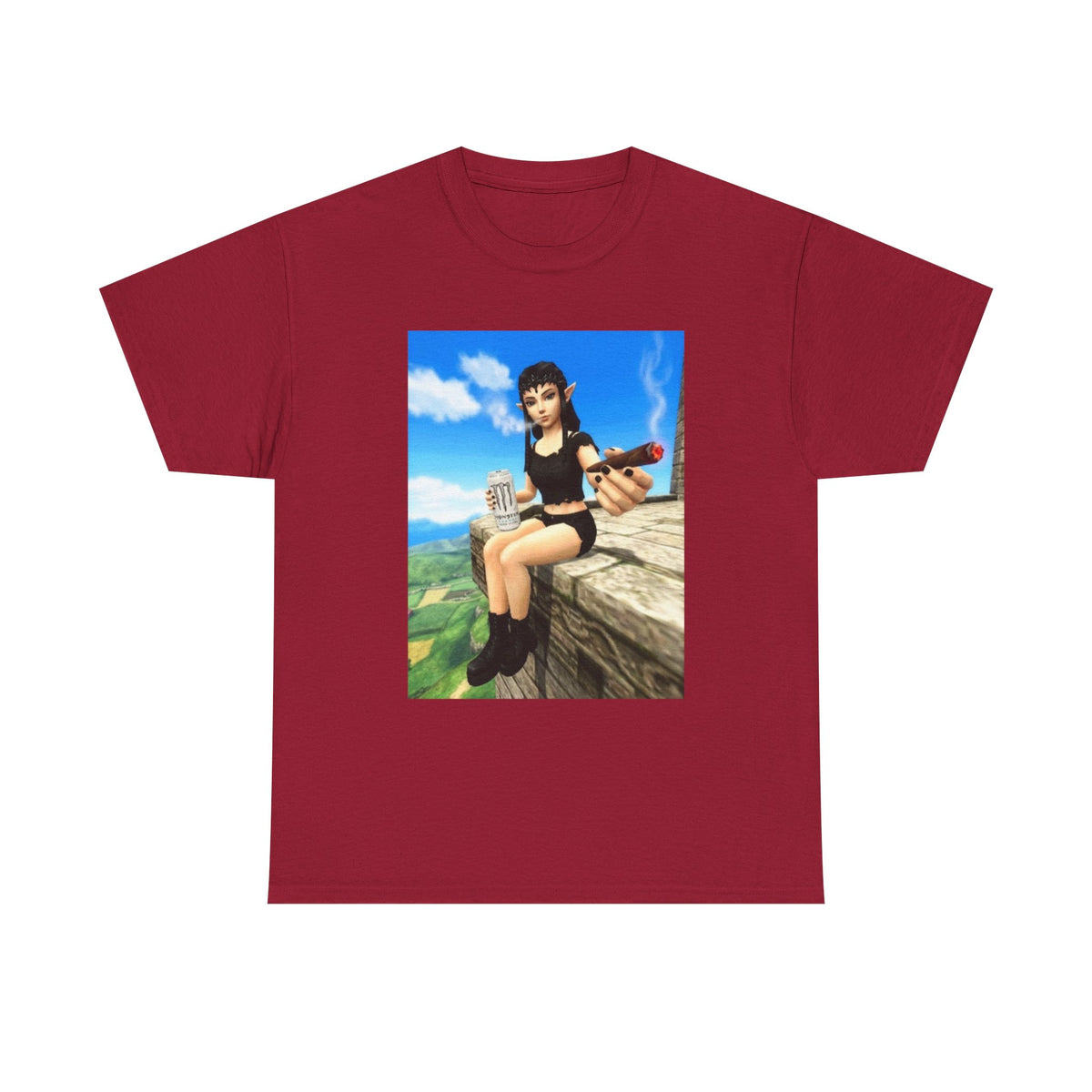 Elf Girl Smoking Cigar On Mountain Tee