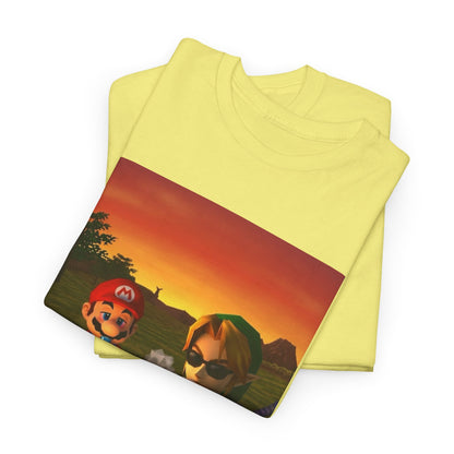 Mario and Link Chilling by Campfire