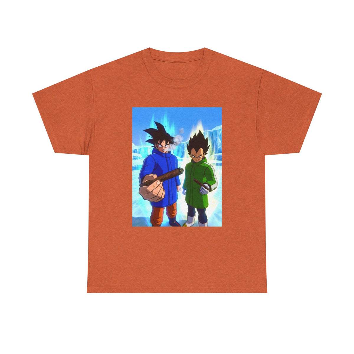 Goku And Vegeta Smoking In Snowy Scene Tee
