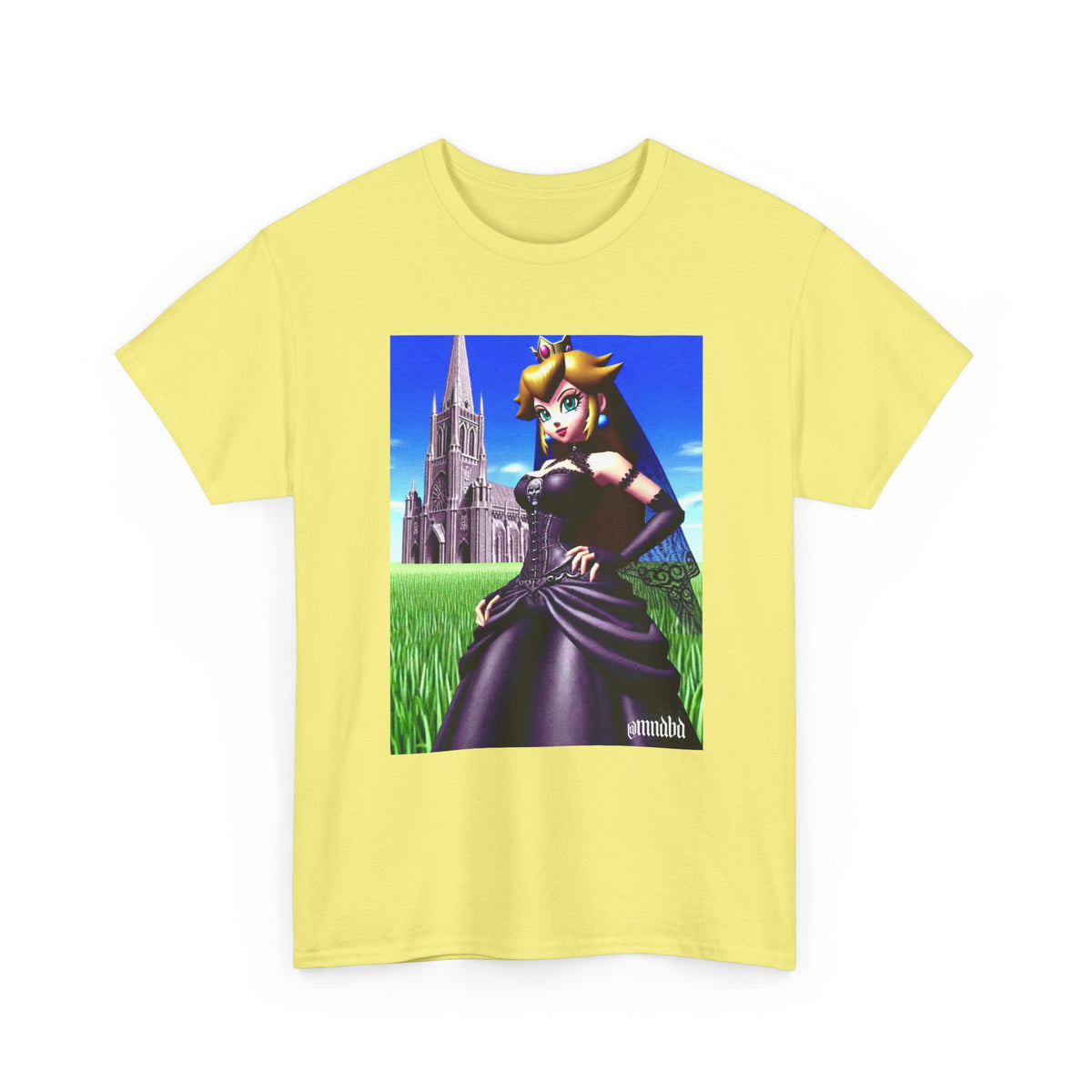 Gothic Princess Peach Posing Before Cathedral