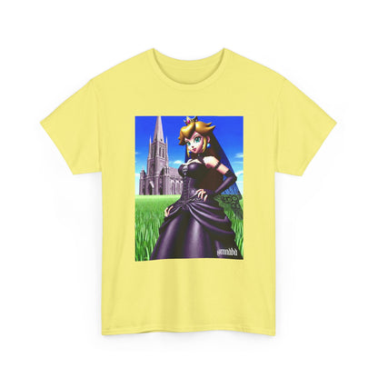 Gothic Princess Peach Posing Before Cathedral