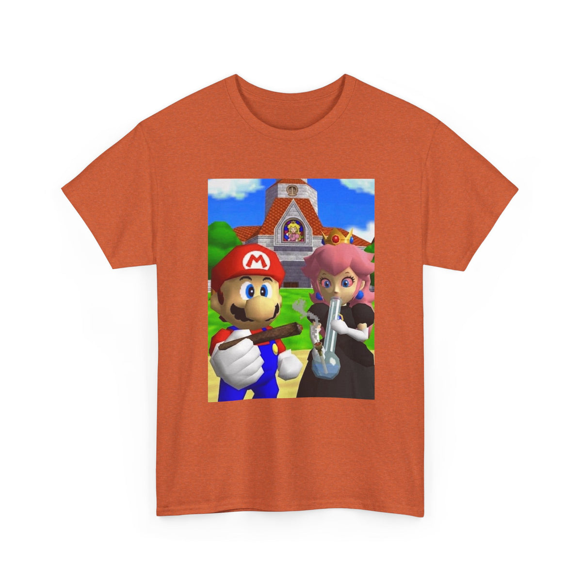 Mario and Peach Puffing Outside Castle