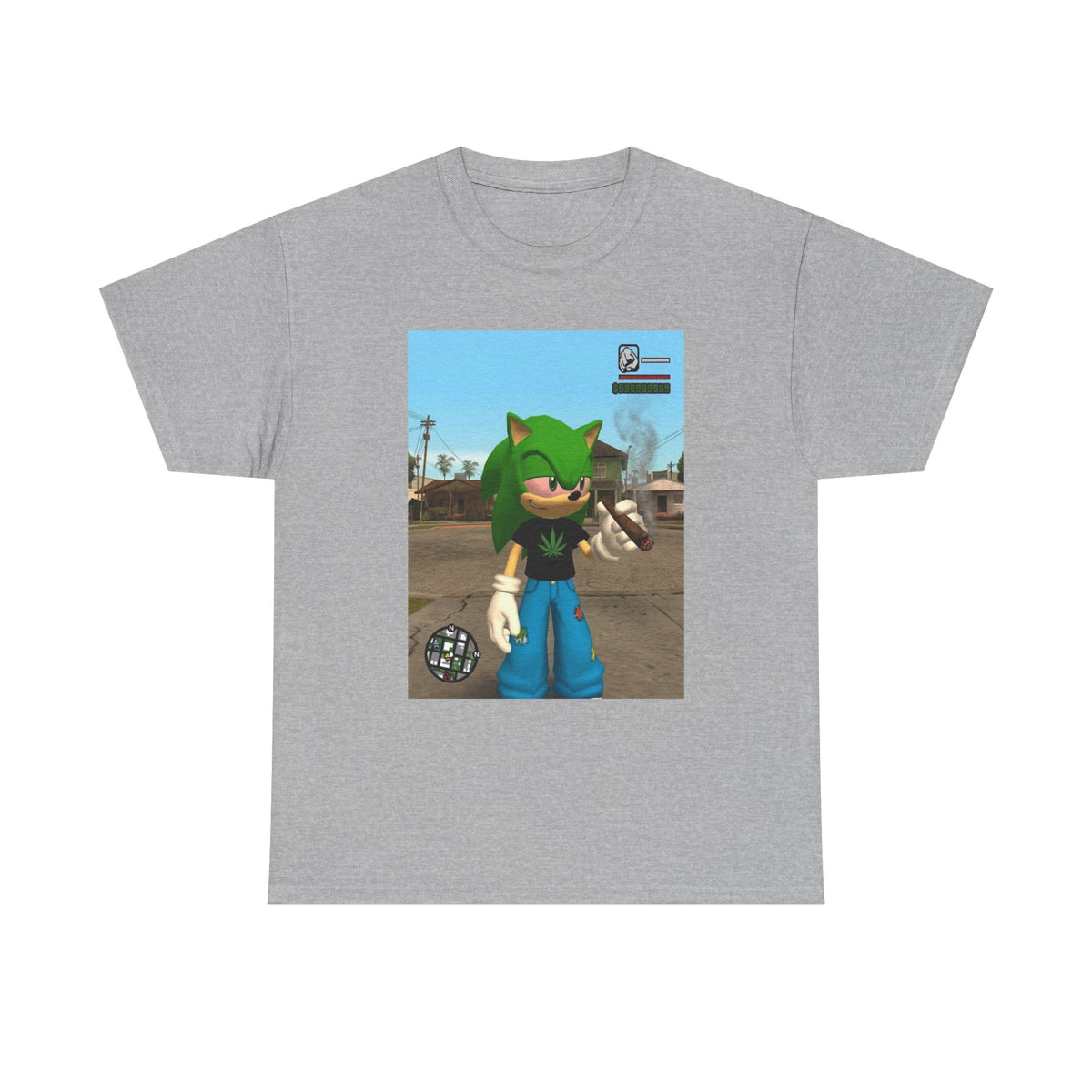 Green Hedgehog Smoking Blunt In San Andreas Tee