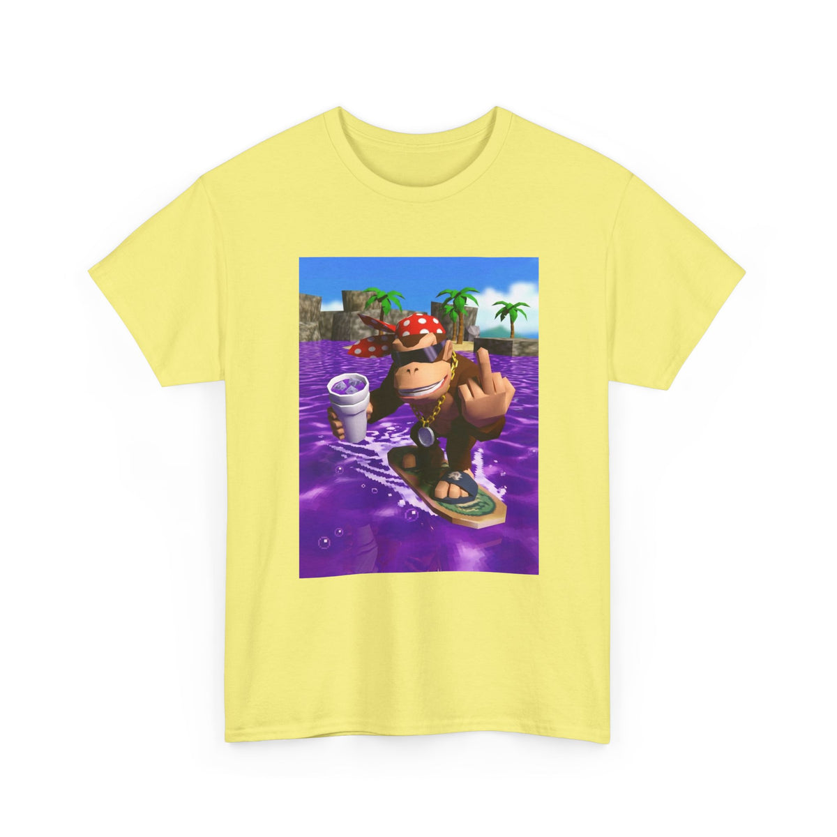 Diddy Kong Surfing Purple Lean Flipping Off Tee