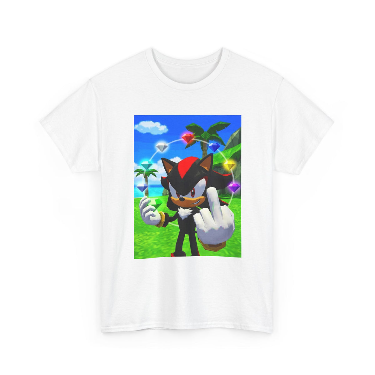 Shadow The Hedgehog With Chaos Emeralds Giving Finger