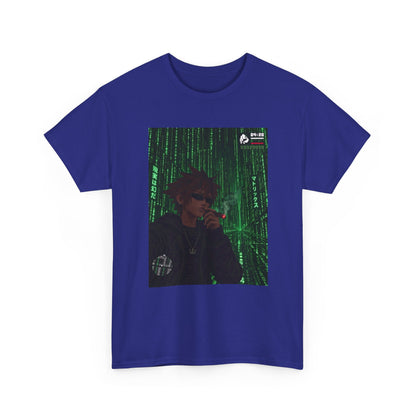Anime Character Smoking Cigar In Matrix Tee