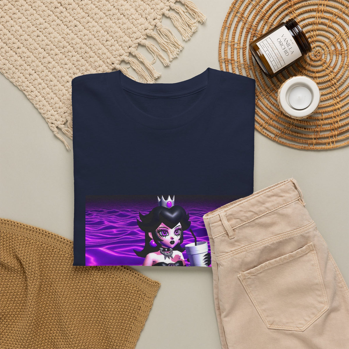 Goth Peach Wading In Purple Waves