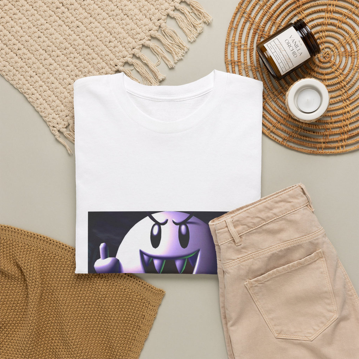 Edgy Ghost Flipping The Bird Tee