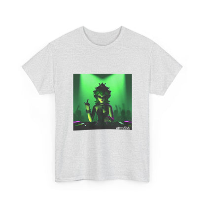 Edgy Green Princess DJ Flipping The Bird Tee