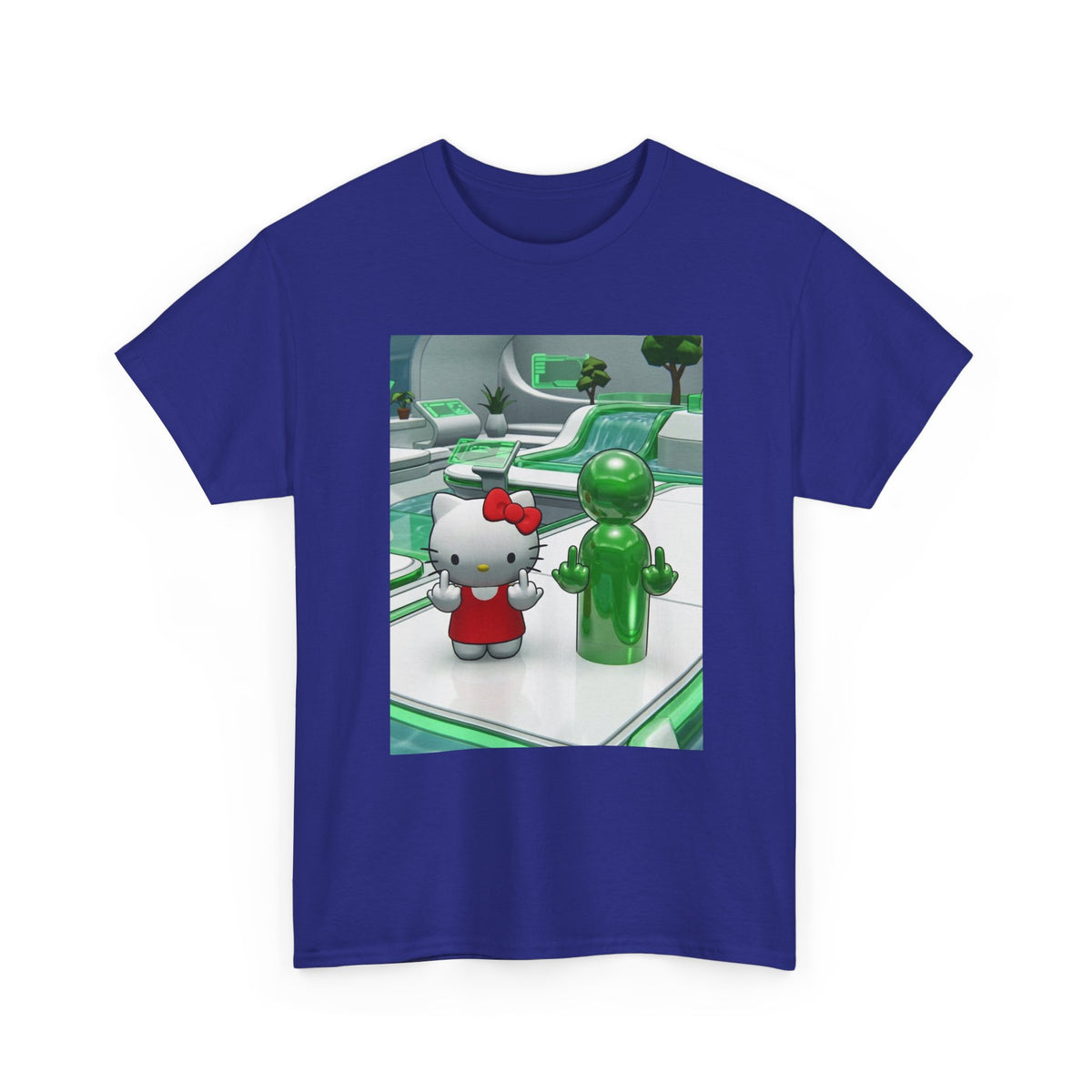 Cute Kitty And Green Dude Flipping Off