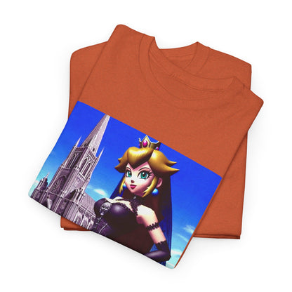 Gothic Princess Peach Posing Before Cathedral