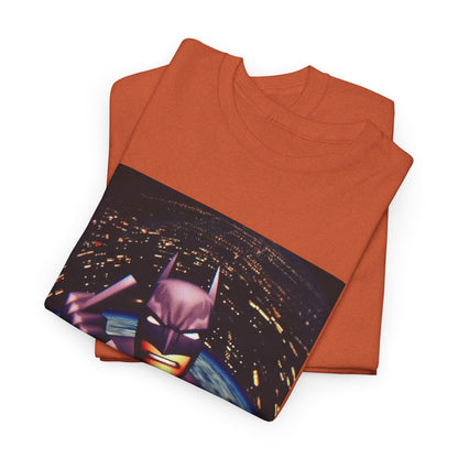 Pixel Batman Soaring Above Earth Tee