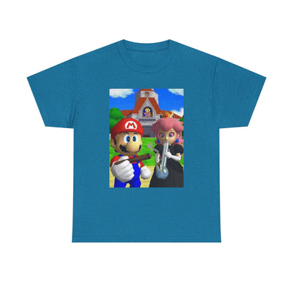 Mario and Peach Puffing Outside Castle