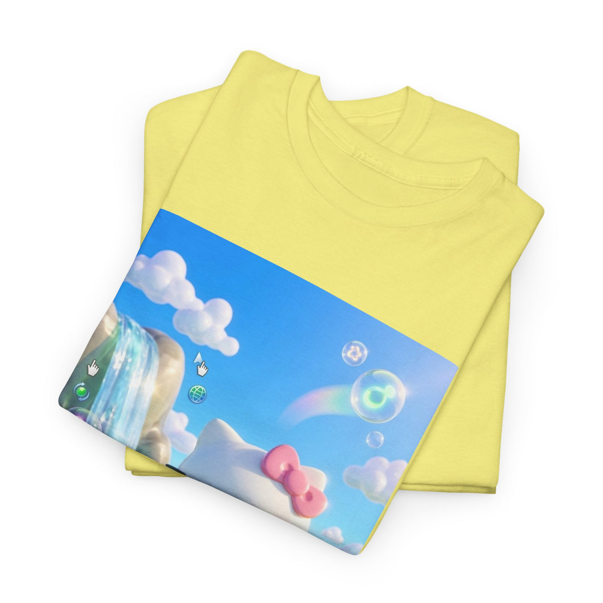 Kitty Flips The Bird In Dreamy Landscape Tee