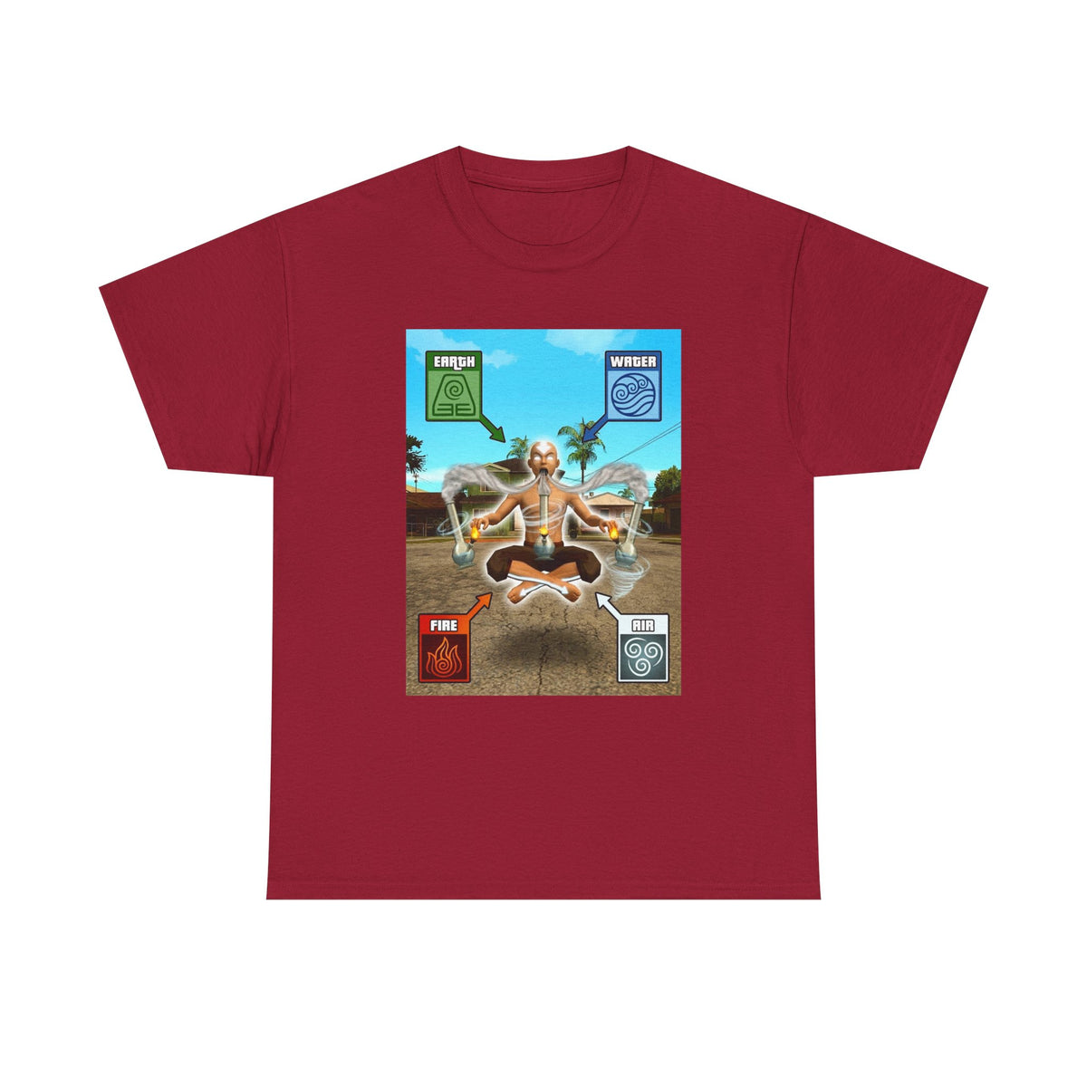 Meditating Avatar Bending All Elements Tee