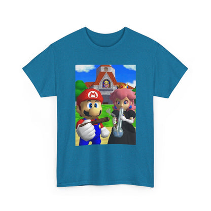 Mario and Peach Puffing Outside Castle