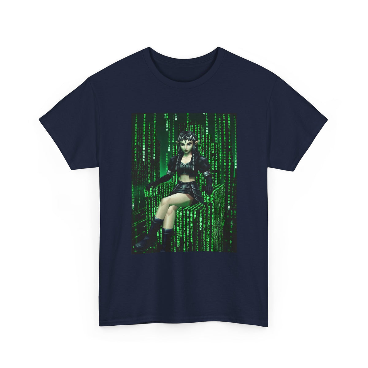 Cyberpunk Elf Queen In The Matrix City Tee