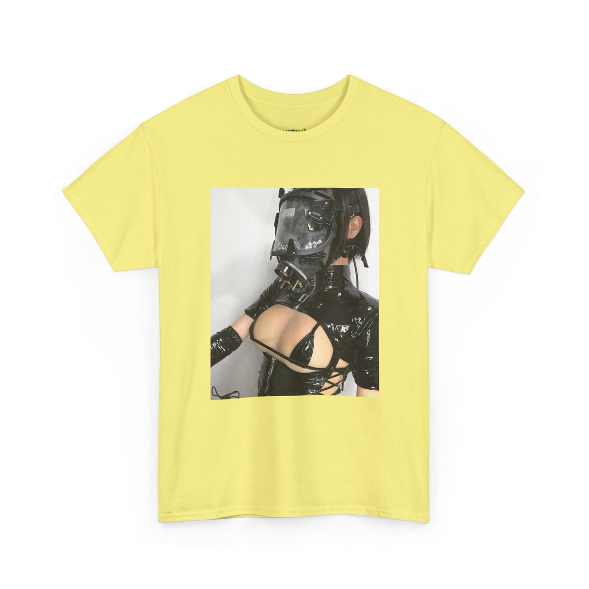 Figure Wearing Gas Mask Tee