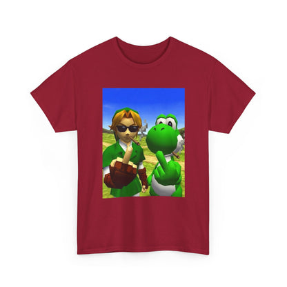 Link And Yoshi Flipping Off The World