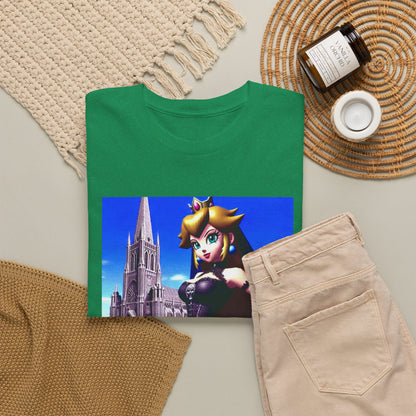 Gothic Princess Peach Posing Before Cathedral