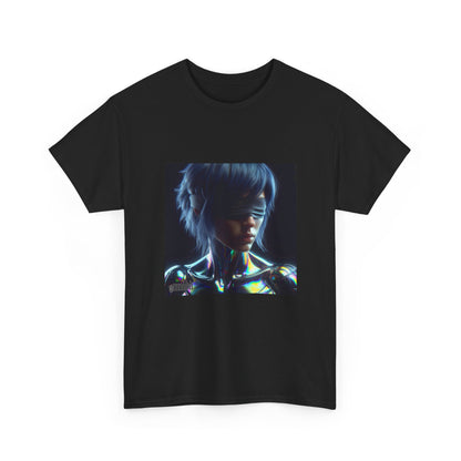 Cyber Blindfolded Figure In Iridescent Chrome