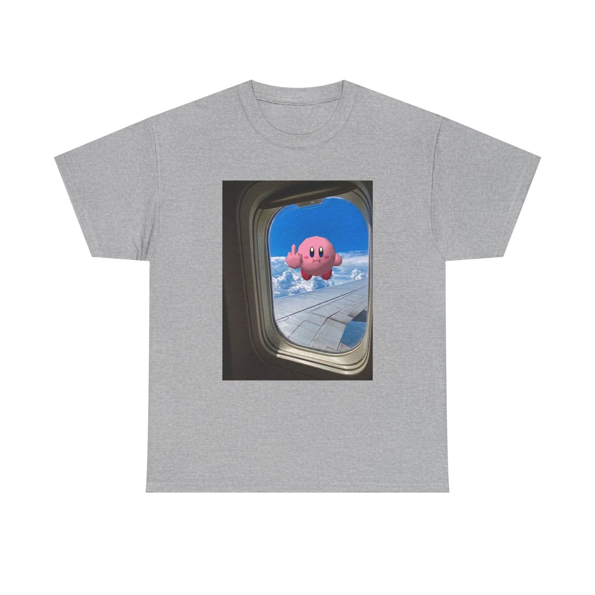 Kirby Flipping Off Airplane Window Tee